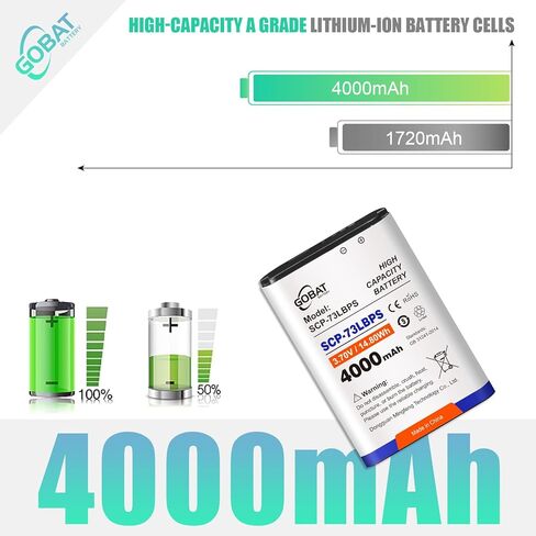 بطارية GOBAT SCP-73LBPS، بطارية عالية السعة 4000 مللي أمبير في الساعة متوافقة مع هاتف Kyocera DuraXV Extreme E4810 Verizon Flip in Saudi Arabia