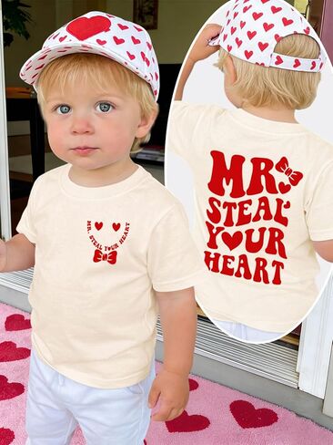 Toddler Valentine Shirt Boys Girls Valentines Day Tshirt Little Kid Funny Cute Graphic Tee Tops 2-7T in Saudi Arabia
