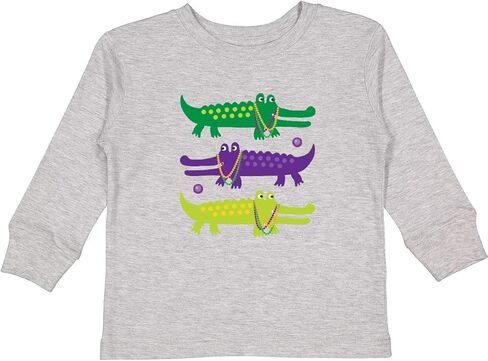 تي شيرت Inktastic Mardi Gras Holiday Alligators للأطفال الصغار بأكمام طويلة in Kuwait