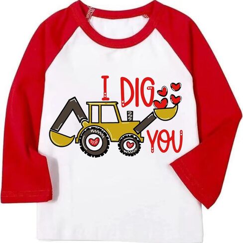 Toddler Boys Girls Valentines Shirts I Love You Kids Long Sleeve Tees in Saudi Arabia