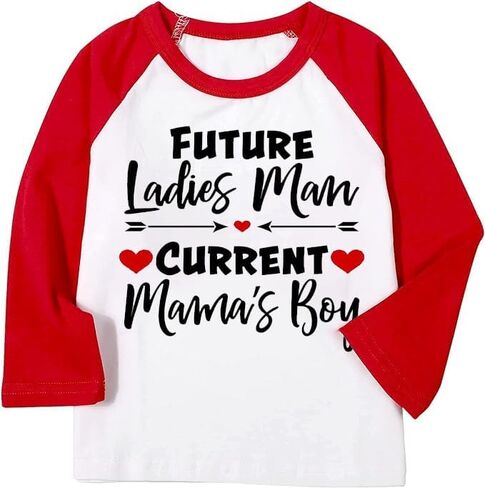 Toddler Boys Girls Valentines Shirts I Love You Kids Long Sleeve Tees in Saudi Arabia