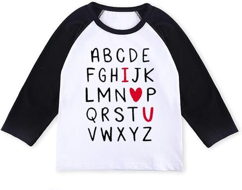 Toddler Boys Girls Valentines Shirts I Love You Kids Long Sleeve Tees in Saudi Arabia