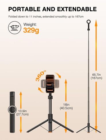 حامل ثلاثي آمن Mag لهاتف iPhone، رأس دوار 360 درجة للتصوير الأمامي والخلفي، عصا سيلفي 65 بوصة لهاتف iPhone Android مع جهاز تحكم عن بعد وحلقة معدنية، حامل ثلاثي القوائم للهاتف المغناطيسي لتسجيل الفيديو أثناء السفر in Kuwait