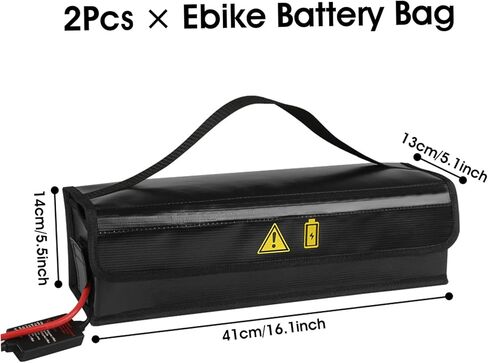 حقيبة بطارية Ebike 2 قطعة 16x5.5x5in حقيبة بطارية ليبو ذات سعة كبيرة مقاومة للانفجار مع مقبض مقاومة للحريق ومقاومة للماء للشحن والتخزين in Kuwait