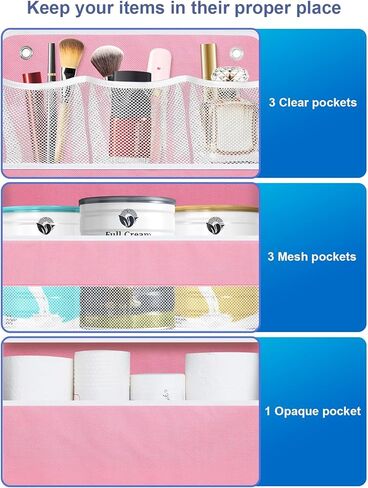 2 Pack Over The Door Organizer, Hanging Storage Organization with Large Capacity Pockets, Swing-Proof Behind Door Storage Shelf for Kicthen Bedroom Nursery Kids Toys Shoes,Pink in Saudi Arabia