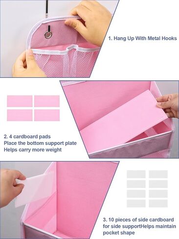 2 Pack Over The Door Organizer, Hanging Storage Organization with Large Capacity Pockets, Swing-Proof Behind Door Storage Shelf for Kicthen Bedroom Nursery Kids Toys Shoes,Pink in Saudi Arabia