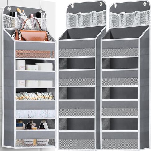 2 Pack Over The Door Organizer, Hanging Storage Organization with Large Capacity Pockets, Swing-Proof Behind Door Storage Shelf for Kicthen Bedroom Nursery Kids Toys Shoes,Pink in Saudi Arabia