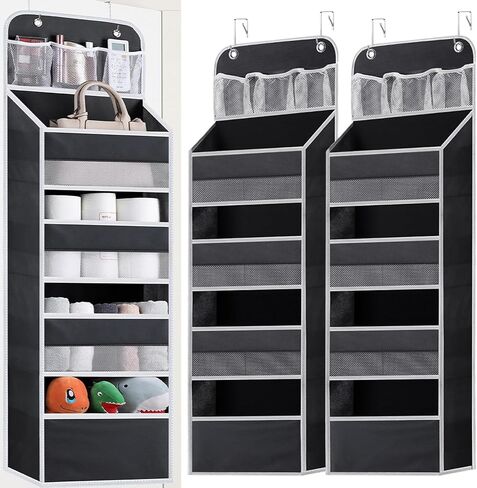 2 Pack Over The Door Organizer, Hanging Storage Organization with Large Capacity Pockets, Swing-Proof Behind Door Storage Shelf for Kicthen Bedroom Nursery Kids Toys Shoes,Pink in Saudi Arabia