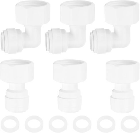 uxcell 3Pcs Elbow&Straight 1/2 Inch NPT Female to 3/8 Inch Quick Tube Connector Push to Connect Tube Fittings Hose Connector for RO Reverse Osmosis System with Rubber Rings in Saudi Arabia