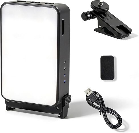 Suptig Mini Video Light, Selfie Light for Phone, Laptop, Camera, Gopro, DJI Action 5 pro, DJI Action 4-3, Conference Lighting with Clip & Camera Tripod Adapter Rechargeable 750mAh Black. in Saudi Arabia