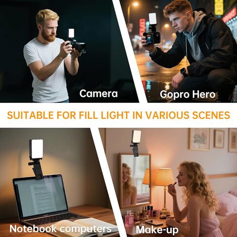 Suptig Mini Video Light, Selfie Light for Phone, Laptop, Camera, Gopro, DJI Action 5 pro, DJI Action 4-3, Conference Lighting with Clip & Camera Tripod Adapter Rechargeable 750mAh Black. in Saudi Arabia