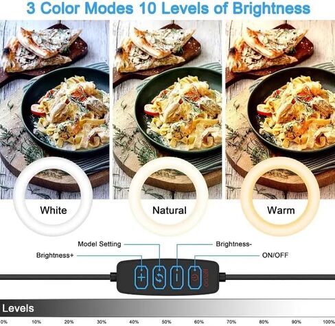 حامل هاتف علوي مع ضوء حلقي، ضوء حلقة سيلفي LED 6.5 بوصة للمكتب، حامل هاتف قابل للتعديل، لتسجيل الفيديو، البث المباشر، فيديو الطبخ in Kuwait