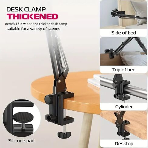 حامل هاتف علوي مع ضوء حلقي، ضوء حلقة سيلفي LED 6.5 بوصة للمكتب، حامل هاتف قابل للتعديل، لتسجيل الفيديو، البث المباشر، فيديو الطبخ in Kuwait