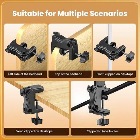 حامل هاتف علوي مع ضوء حلقي، ضوء حلقة سيلفي LED 6.5 بوصة للمكتب، حامل هاتف قابل للتعديل، لتسجيل الفيديو، البث المباشر، فيديو الطبخ in Kuwait