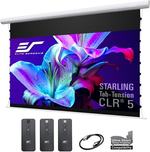 Elite Screens Starling Motorized Tab-Tension CLR 5, Swift-RC1,126-INCH Ceiling Light Rejecting (CLR) for Bright Rooms/Ambient Light Rejecting (ALR) UST Electric Projector Screen, STT126XH-CLR5 in Saudi Arabia