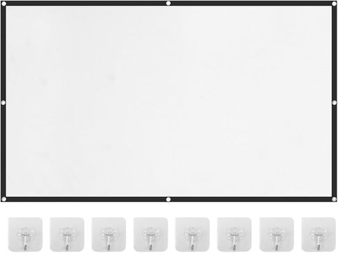 Projector Screen, 4K HD Home Movie Projection Screen, 60"|72"|84"|100"|120"|150" Anti-Crease Theater Screens Indoor Outdoor(Size:100 INCH) in Kuwait