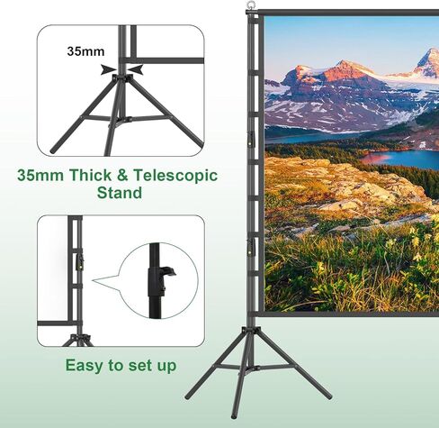 Projector Screen and Stand, 180 inch Outdoor Projection Screen 15 FT Large Portable Movie Screen Wrinkle-Free 16:9 4K Rear Front Foldable Washable with Carry Bag for Backyard Theater Movie Night in Kuwait
