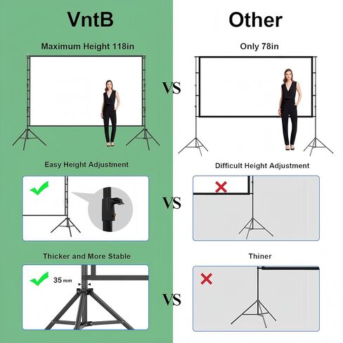 Projector Screen and Stand, 180 inch Outdoor Projection Screen 15 FT Large Portable Movie Screen Wrinkle-Free 16:9 4K Rear Front Foldable Washable with Carry Bag for Backyard Theater Movie Night in Kuwait