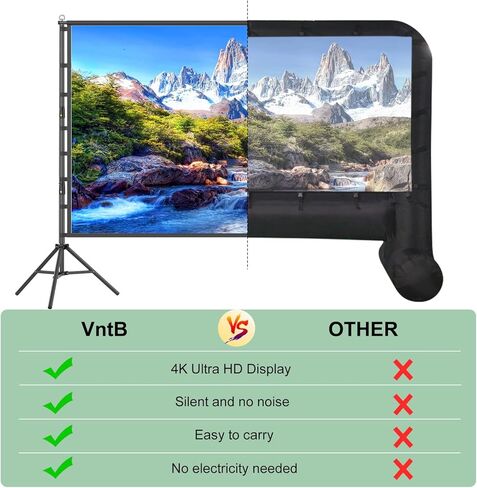 Projector Screen and Stand, 180 inch Outdoor Projection Screen 15 FT Large Portable Movie Screen Wrinkle-Free 16:9 4K Rear Front Foldable Washable with Carry Bag for Backyard Theater Movie Night in Kuwait