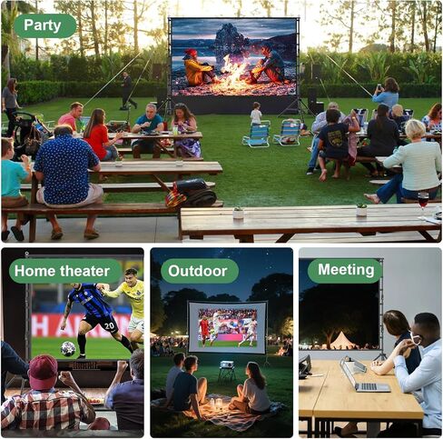 Projector Screen and Stand, 180 inch Outdoor Projection Screen 15 FT Large Portable Movie Screen Wrinkle-Free 16:9 4K Rear Front Foldable Washable with Carry Bag for Backyard Theater Movie Night in Kuwait