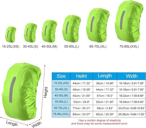 15-25L Waterproof Backpack Rain Cover, Non-Slip Backpack Cover with Vertical Reflective Strap Stay Dry for Hiking, Camping, Hunting, XS, Lawn Green in Saudi Arabia