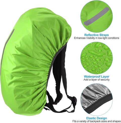 15-25L Waterproof Backpack Rain Cover, Non-Slip Backpack Cover with Vertical Reflective Strap Stay Dry for Hiking, Camping, Hunting, XS, Lawn Green in Saudi Arabia