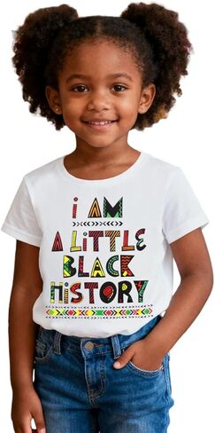 MODNTOGA Toddler Boy Girl I Am A Little Black History T-Shirt Short Sleeve African Attire for Kids Black History Month Shirt in Saudi Arabia