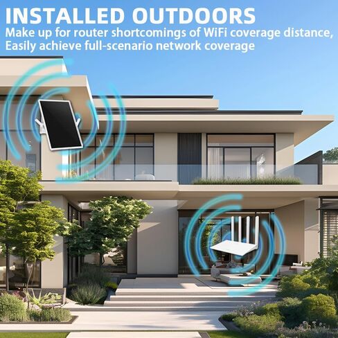 LCLCTEK® WiFi Extender Signal Booster البطارية الشمسية في الهواء الطلق، مدى طويل يصل إلى 300 قدم، الإنترنت 2.4G WiFi Extender Booster، Wireless Signal Booster WiFi Repeater 300Mbps، لجهاز توجيه مودم 2.4G (17 بوصة) in Kuwait