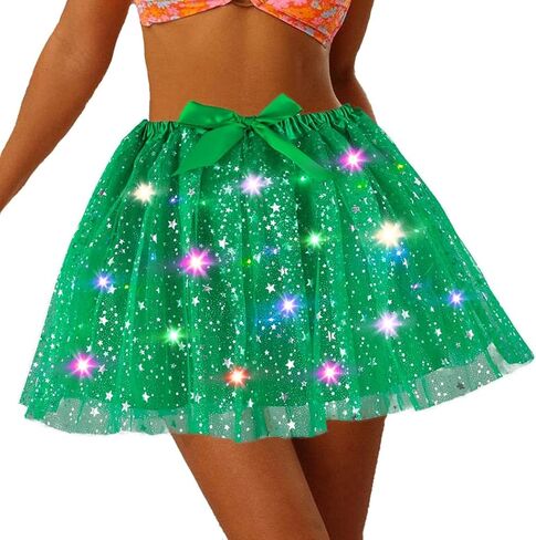 Florry Light Up Tutus Glow Tutu Skirt Neon LED Tulle Tutu Stars Halloween Party Carnival Costume for Women Adults in Saudi Arabia