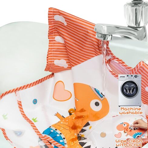 R HORSE 5Pcs Short Sleeved Bib for Baby Toddlers Waterproof Sleeved Infants Feeding Bib with Crumb Capacity Pocket Baby Shower Birthday Gifts for Boy Girl 0-36 Months in Saudi Arabia