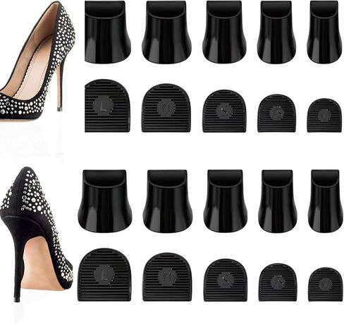 High Heel Protectors Heel Caps, 10 Pairs Mixed Color Heel Covers for High Heel Shoes Anti Slip Noise Reducing U Shape Heel Stoppers Stiletto Tip Protectors for Weddings Grass Gravel Outdoor Use in Saudi Arabia