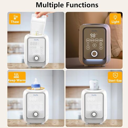 جهاز تسخين زجاجات الأطفال القابل للدوران لمدة 3 دقائق، سخان زجاجات سريع 9 في 1 لحليب الأم والتركيبة، جهاز تحكم دقيق في درجة الحرارة، جهاز تسخين الحليب للطفل مع ضوء ليلي لغرفة النوم in Kuwait
