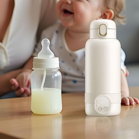 Portable Baby Milk Bottle Warmer for Travel,17 Ounces Capacity Baby Milk Warmer,Portable Breastmilk & Formula Water Fast Warming Bottle,Rechargeable 14000 mAh Battery,Pasteurization Design in Saudi Arabia