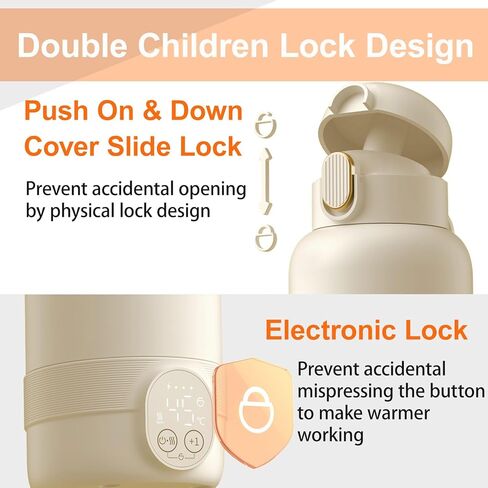 Portable Baby Milk Bottle Warmer for Travel,17 Ounces Capacity Baby Milk Warmer,Portable Breastmilk & Formula Water Fast Warming Bottle,Rechargeable 14000 mAh Battery,Pasteurization Design in Saudi Arabia