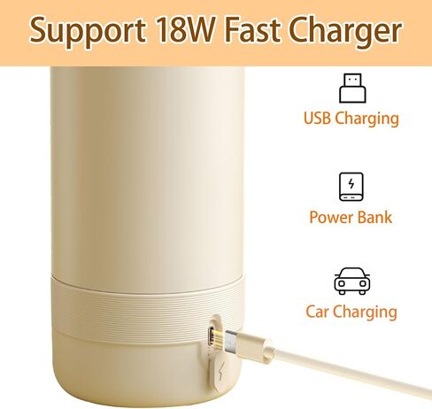 Portable Baby Milk Bottle Warmer for Travel,17 Ounces Capacity Baby Milk Warmer,Portable Breastmilk & Formula Water Fast Warming Bottle,Rechargeable 14000 mAh Battery,Pasteurization Design in Saudi Arabia