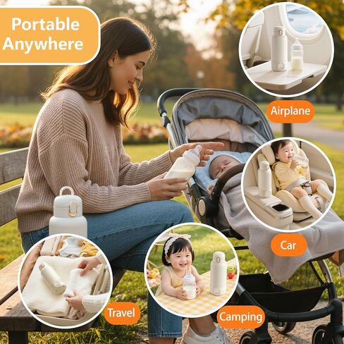 Portable Baby Milk Bottle Warmer for Travel,17 Ounces Capacity Baby Milk Warmer,Portable Breastmilk & Formula Water Fast Warming Bottle,Rechargeable 14000 mAh Battery,Pasteurization Design in Saudi Arabia
