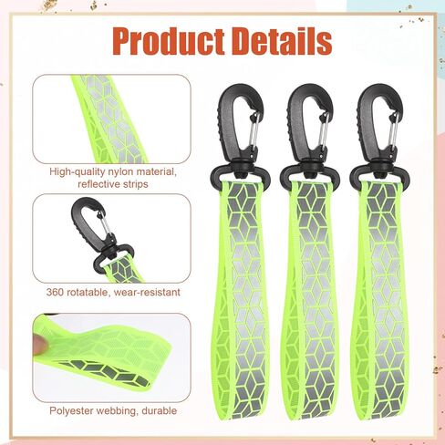 6 Pcs Reflective Straps, Glow in the Dark Safety Keychain Reflective Backpack Tags Night Reflector Pendants in Saudi Arabia