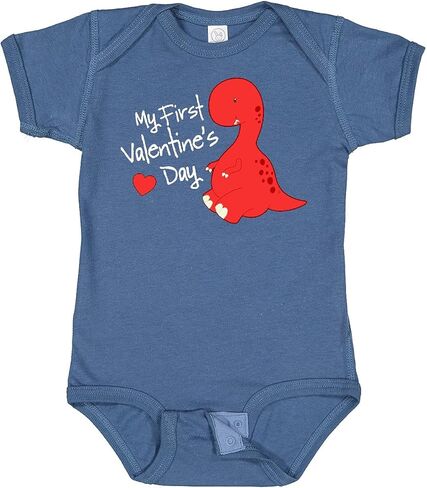 inktastic My First Valentine's Day Red Dinosaur with a Heart Baby Bodysuit in Saudi Arabia
