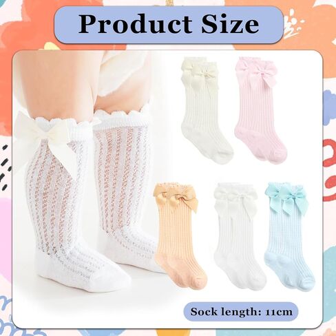 10 أزواج من جوارب KUNAL العالية للركبة لحديثي الولادة، جوارب مكشكشة من القطن لركبة الأطفال، خرطوم عالي للأطفال للفتيات والأولاد والرضع in Kuwait