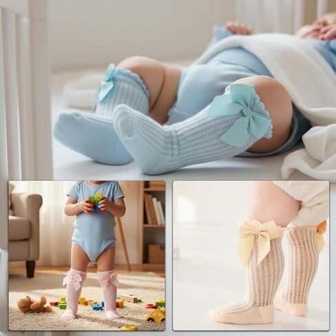 10 أزواج من جوارب KUNAL العالية للركبة لحديثي الولادة، جوارب مكشكشة من القطن لركبة الأطفال، خرطوم عالي للأطفال للفتيات والأولاد والرضع in Kuwait