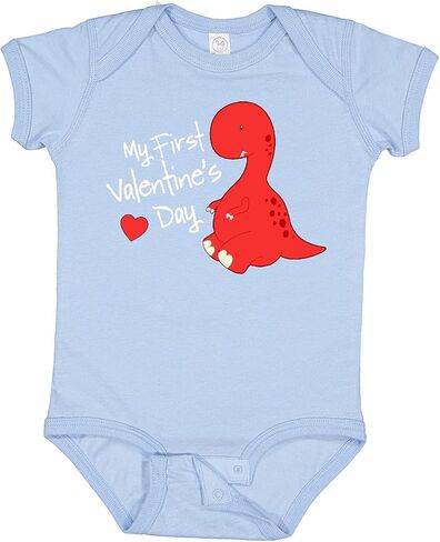 inktastic My First Valentine's Day Red Dinosaur with a Heart Baby Bodysuit in Saudi Arabia