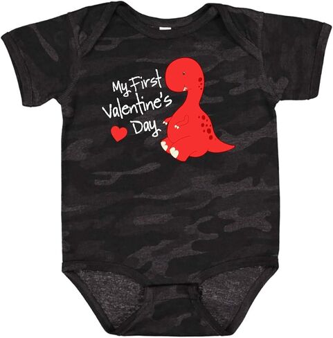 inktastic My First Valentine's Day Red Dinosaur with a Heart Baby Bodysuit in Saudi Arabia