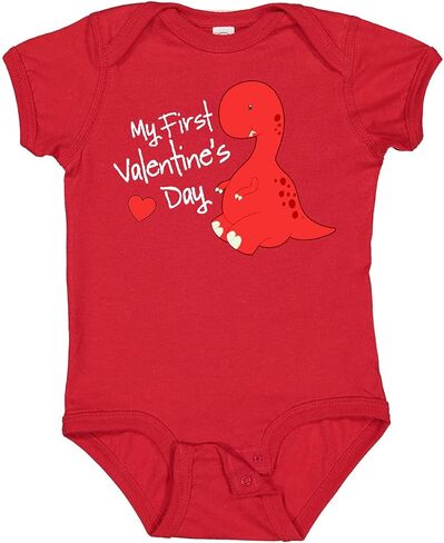 inktastic My First Valentine's Day Red Dinosaur with a Heart Baby Bodysuit in Saudi Arabia