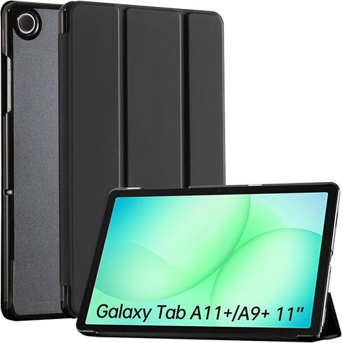 CoBak لهاتف Samsung Galaxy Tab A11+ Plus 11 بوصة 2025/A9+ Plus 2023 - غطاء ذكي من جلد البولي يوريثان لجهاز Tab A11+، هيكل صلب شفاف، زوايا رؤية متعددة، أسود in Saudi Arabia