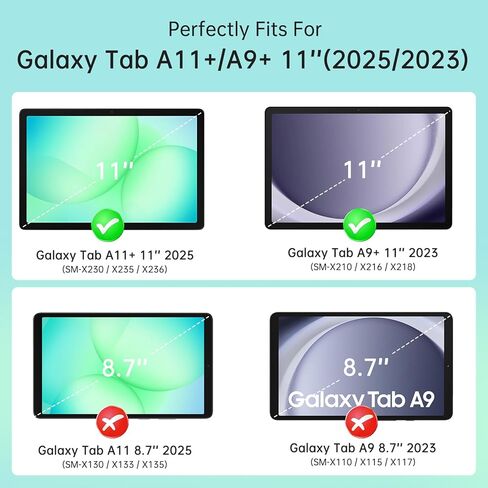 CoBak لهاتف Samsung Galaxy Tab A11+ Plus 11 بوصة 2025/A9+ Plus 2023 - غطاء ذكي من جلد البولي يوريثان لجهاز Tab A11+، هيكل صلب شفاف، زوايا رؤية متعددة، أسود in Saudi Arabia