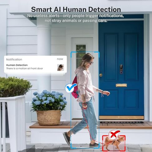 كاميرا جرس باب فيديو لاسلكية بدقة 1080 بكسل من Orbitell مع صوت ثنائي الاتجاه، رؤية ليلية، تخزين سحابي، كشف حركة AI ذكي، تدعم شبكة Wi-Fi 2.4 جيجا هرتز فقط in Kuwait