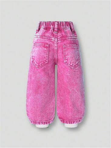 WDIRARA Toddler Girl's Cute Heart Pattern Baggy Jeans Wide Leg Denim Pants in Saudi Arabia