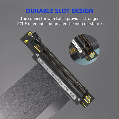 كابل PCIE 4.0 16X GPU Riser، كابل تمديد محمي 20 سم 90 درجة، أسود، متوافق مع بطاقات الرسومات PCIe 4.0/3.0 in Kuwait