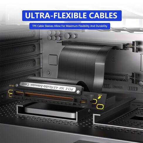 كابل PCIE 4.0 16X GPU Riser، كابل تمديد محمي 20 سم 90 درجة، أسود، متوافق مع بطاقات الرسومات PCIe 4.0/3.0 in Kuwait