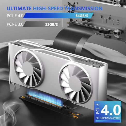 كابل PCIE 4.0 16X GPU Riser، كابل تمديد محمي 20 سم 90 درجة، أسود، متوافق مع بطاقات الرسومات PCIe 4.0/3.0 in Kuwait